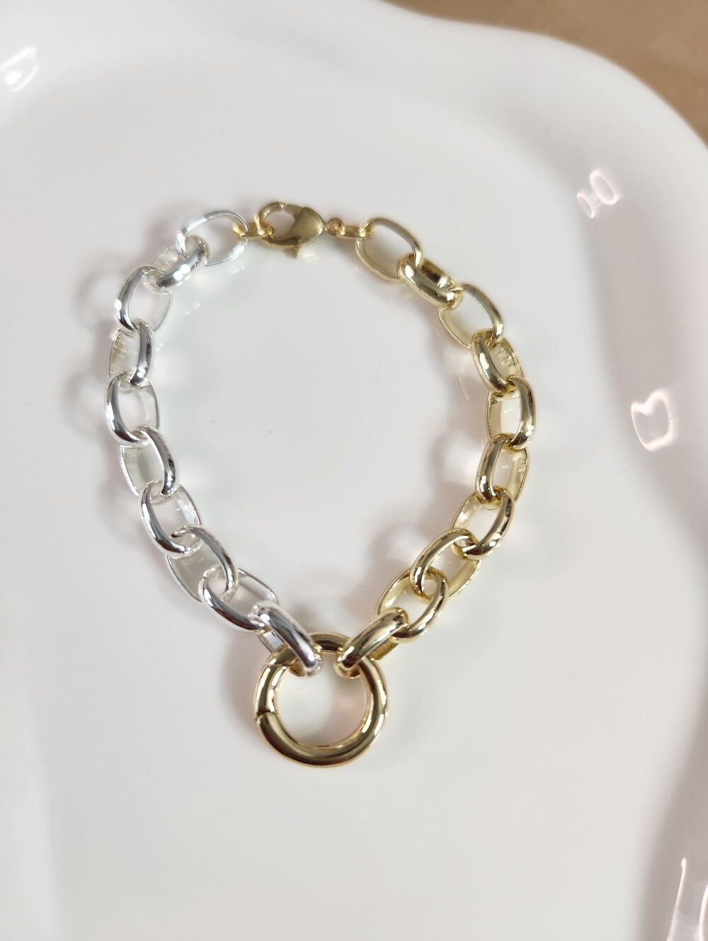 Two Tone Charm Holder Bracelet